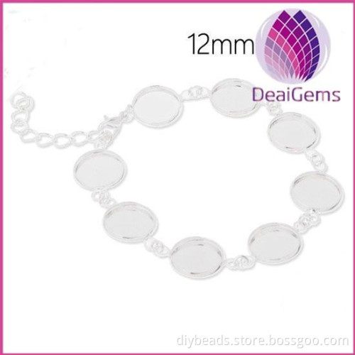 wholesale copper cabochon setting round 12mm for bracelet